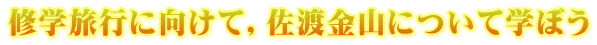 修学旅行に向けて，佐渡金山について学ぼう
