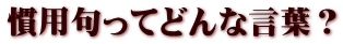 慣用句ってどんな言葉？