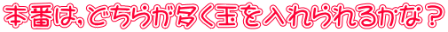 本番は，どちらが多く玉を入れられるかな？
